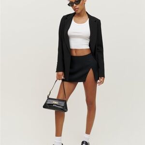 Reformation Black Kiara Mini Skirt with Front Slit